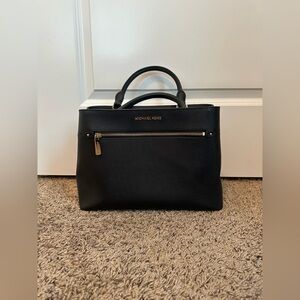 Michael Kors Black Satchel with Gold Accents